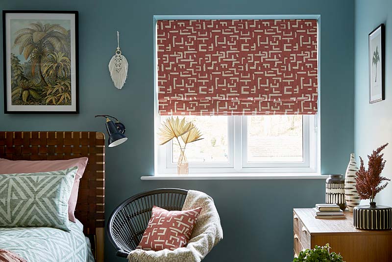 bedroom fitted with roman blinds